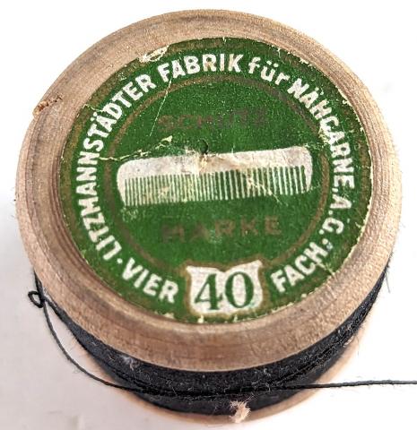 War time WW2 German Ghetto Litzmannstadt Lodz fabrik black coton thread no glow