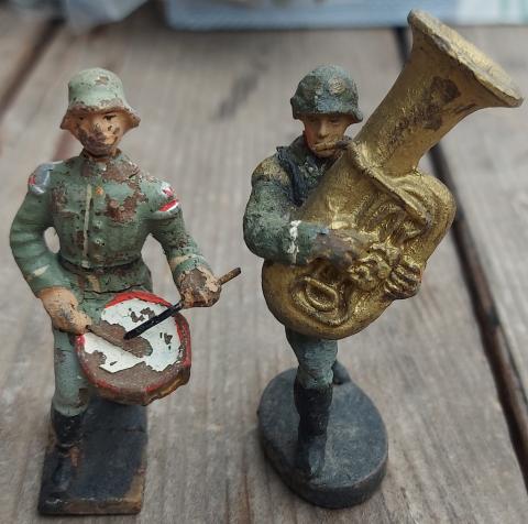 WW2 German Nazi 1930s lot of 2 wehrmacht parade musiciens soldier toy Vintage Germany