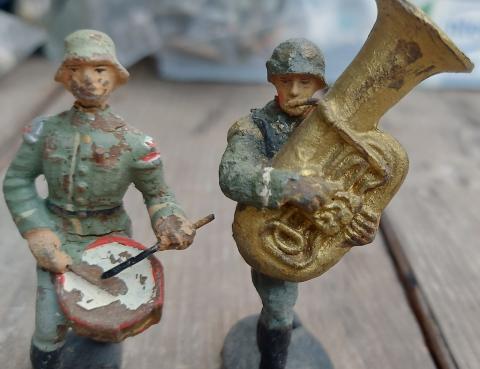 WW2 German Nazi 1930s lot of 2 wehrmacht parade musiciens soldier toy Vintage Germany
