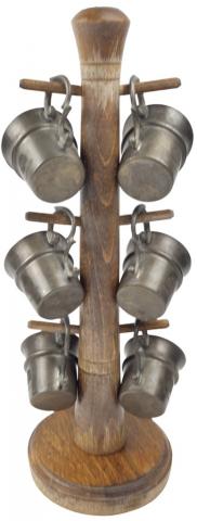 WW2 German Nazi amazing Waffen SS Totenkopf division vodka cups wooden tree set