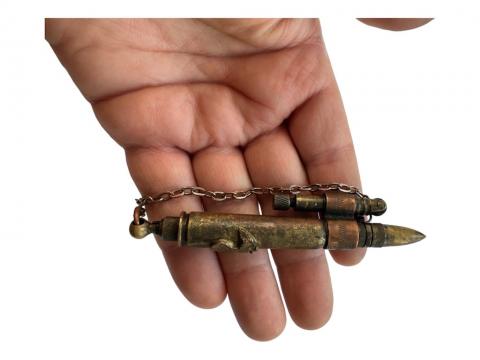 WW2 German Nazi bullet shape lighter with Third Reich eagle field gear