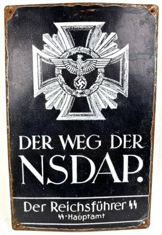 Ww2 German Nazi Der Weg Der NSDAP der Reichsfuhrer SS SS-Hauptamt metal sign Waffen SS