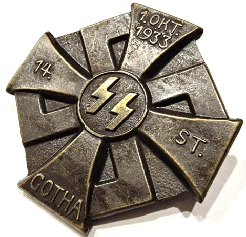 WW2 German Nazi early 1933 WAFFEN SS 14. Standarte Gotha Event Badge