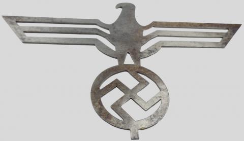 WW2 German Nazi early large metal NSDAP eagle top of flag