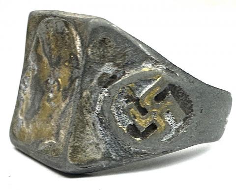 NSDAP ADOLF HITLER partisan ring Swastika original german fuhrer