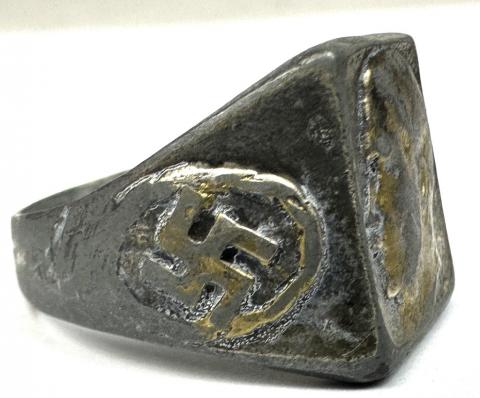 NSDAP ADOLF HITLER partisan ring Swastika original german fuhrer