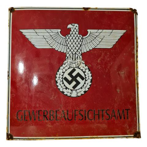 NSDAP gewerbeaufsichtsamt enamel sign original for sale board WW2 German Nazi