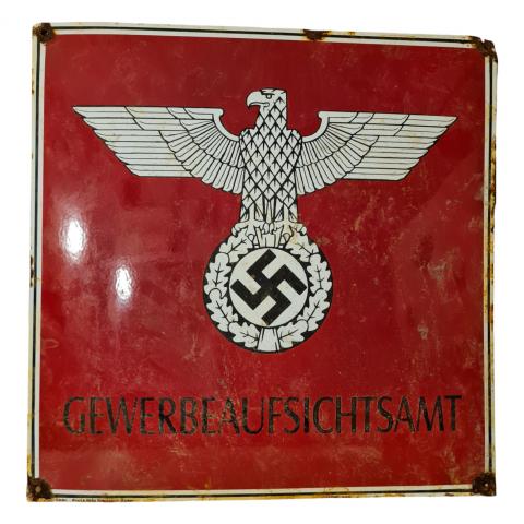 NSDAP gewerbeaufsichtsamt enamel sign original for sale board WW2 German Nazi