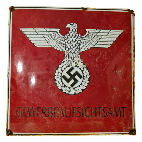 NSDAP gewerbeaufsichtsamt enamel sign original for sale board WW2 German Nazi