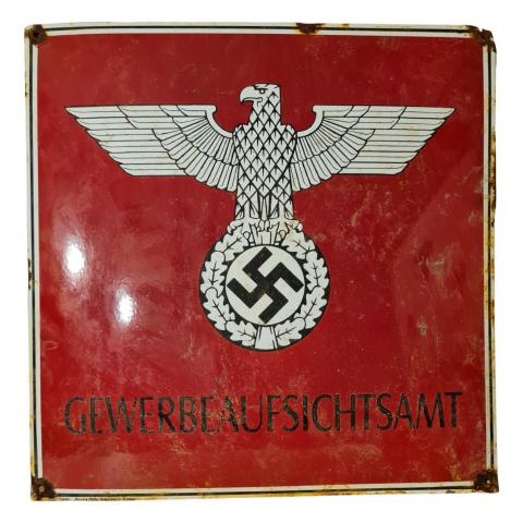 NSDAP gewerbeaufsichtsamt enamel sign original for sale board WW2 German Nazi