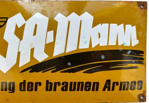 WW2 German Nazi early SA mann paramilitary Third reich metal sign