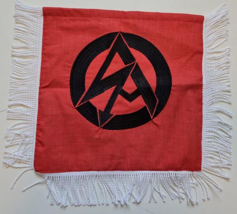 WW2 German Nazi early SA Paramilitary brown shirts NSDAP trumpet banner pennant flag stamped