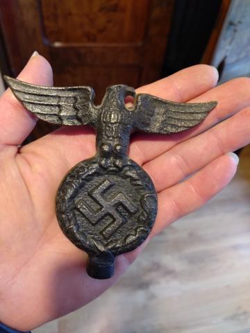 WW2 German Nazi early third reich eagle cast iron pole top of flag