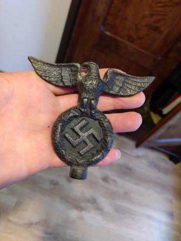 WW2 German Nazi early third reich eagle cast iron pole top of flag