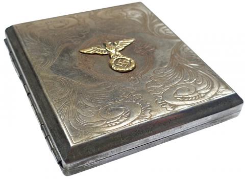 WW2 German Nazi Early Third Reich NSDAP high leader early silver fancy cigarette case by RZM
