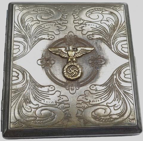 WW2 German Nazi Early Third Reich NSDAP high leader early silver fancy cigarette case by RZM
