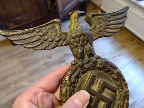 WW2 German Nazi early Thrid Reich NSDAP brass wall eagle with swastika