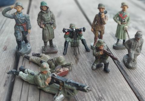 WW2 German Nazi Elastolin Lineol Tippco war toys lot of 9 figurines