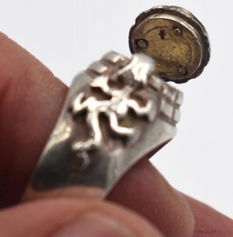 WW2 GERMAN NAZI original HIMMLER SUICIDE POISON SILVER RING genuine