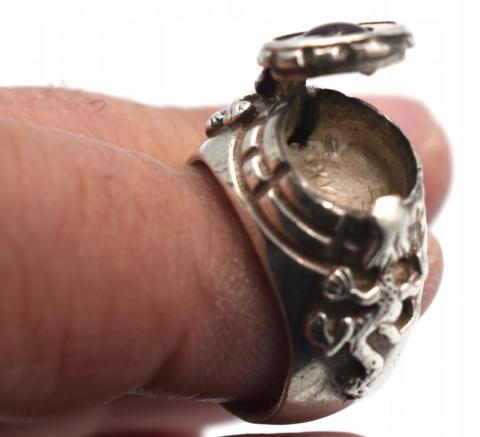 WW2 GERMAN NAZI original HIMMLER SUICIDE POISON SILVER RING genuine