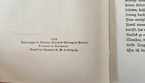 WW2 German Nazi HERMANN GOERING WIFE'S CARIN GORING BIOGRAPHY BOOK - CARINHALL signed & stamped