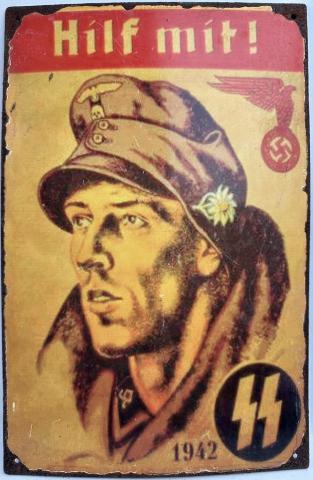 WW2 German Nazi Hilf Mit! magazine waffen ss mountain troop sign 1942