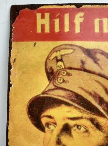 WW2 German Nazi Hilf Mit! magazine waffen ss mountain troop sign 1942