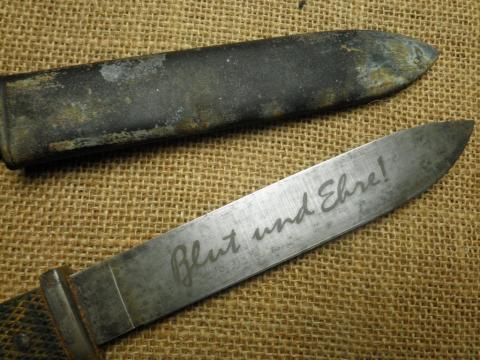 WW2 German Nazi Hitler Youth early knife by Tiger with MOTTO HJ
