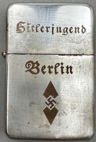Hitler Youth HJ zippo lighter with swastika Berlin Hitlerjugend Ww2 German Nazi 