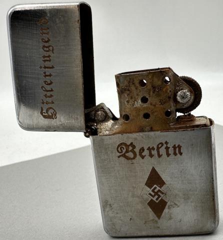 Hitler Youth HJ zippo lighter with swastika Berlin Hitlerjugend Ww2 German Nazi 