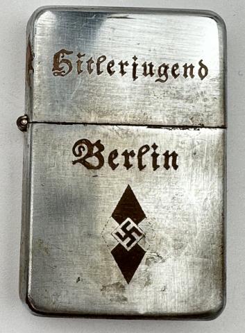 Hitler Youth HJ zippo lighter with swastika Berlin Hitlerjugend Ww2 German Nazi 