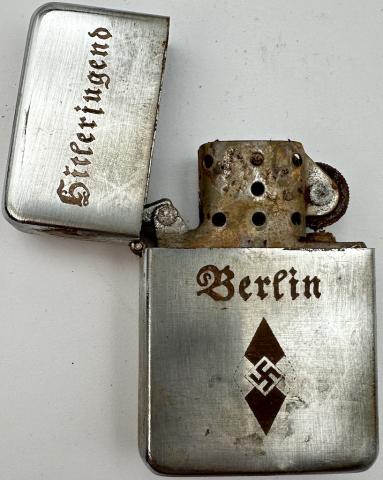 Hitler Youth HJ zippo lighter with swastika Berlin Hitlerjugend Ww2 German Nazi 