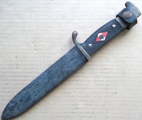 WW2 German Nazi HITLER YOUTH knife + etui stamped RZM numbered