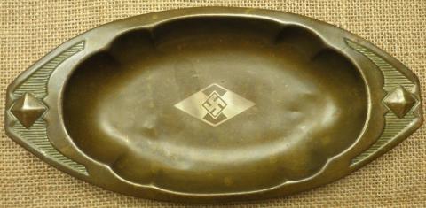 WW2 German Nazi HitlerJugend shape tray brass silverware HJ Hitler Youth