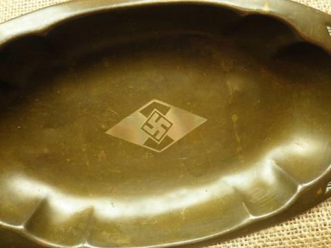WW2 German Nazi HitlerJugend shape tray brass silverware HJ Hitler Youth