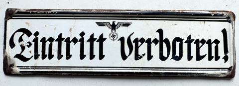 WW2 German Nazi Holocaust Germany metal sign Jew Jewish entry forbidden Eintritt verboten!