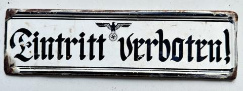 WW2 German Nazi Holocaust Germany metal sign Jew Jewish entry forbidden Eintritt verboten!