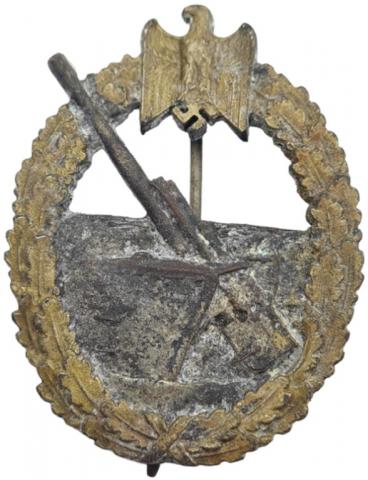 WW2 German Nazi Kriegsmarine Navy Coastal Artillery Badge by Schwerin