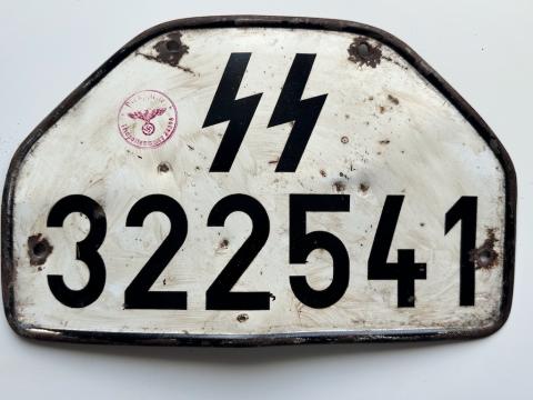 WW2 German Nazi waffen SS tank truck licence plate stamped RARE