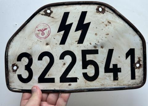 WW2 German Nazi waffen SS tank truck licence plate stamped RARE