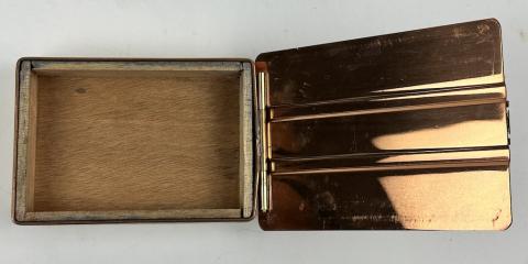 WW2 German Nazi Luftkriegsschule Luftwaffe cigarette or jewel metal & wood case