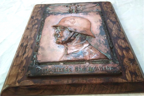 WW2 German Nazi nice commemorative wooden plate for Wehrmacht - Waffen SS soldier