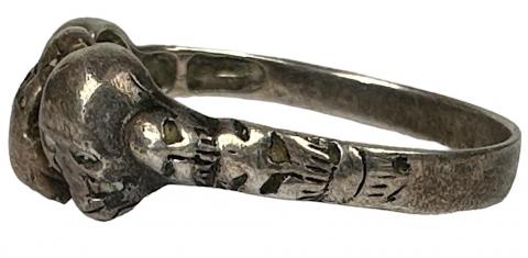 WW2 German Nazi nice WAFFEN SS Totenkopf 3 skulls silver ring original