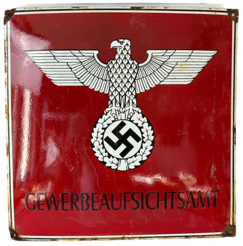 WW2 German Nazi NSDAP Third Reich commerce control administration metal sign gewerbeaufsichtsamt