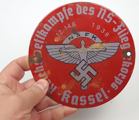 WW2 German Nazi NSFK Third Reich enamel wall metal sign eagle + swastika