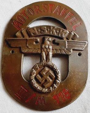 WW2 German Nazi NSKK Motorcycle club third Reich moto plate