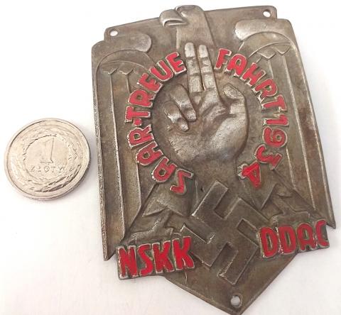 WW2 German Nazi NSKK N.S.K.K motorcycle plate Blacha 1939 Breslau badge