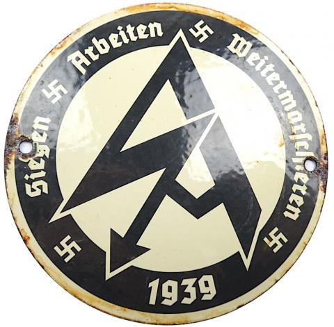 WW2 German Nazi paramilitary Third Reich paramilitary brown shirts SA metal door sign