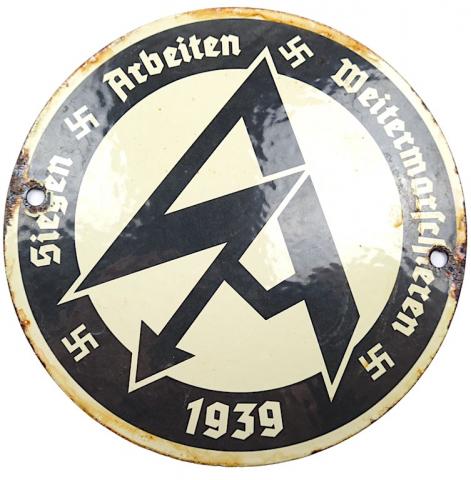 WW2 German Nazi paramilitary Third Reich paramilitary brown shirts SA metal door sign