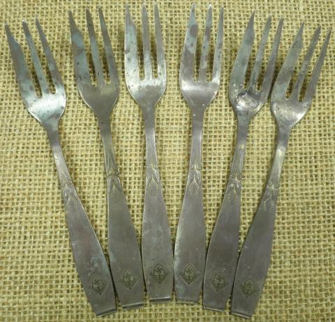 WW2 German Nazi RAD Workers of the third Reich set of 6 desert spoons in case set for leaders